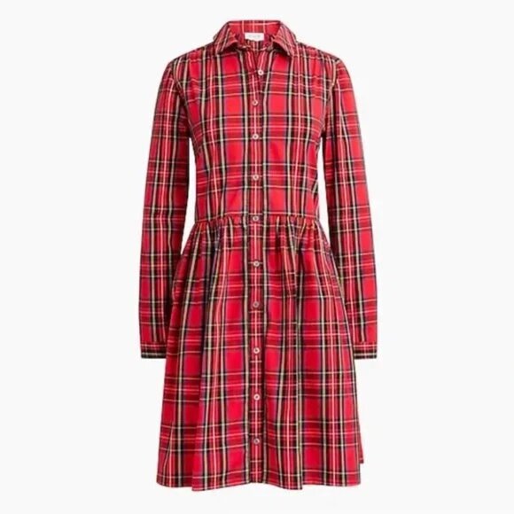 J.Crew Factory Tartan Plaid Collared Shirt Dress Size 0 Classic Check Mini Dress - Picture 1 of 14